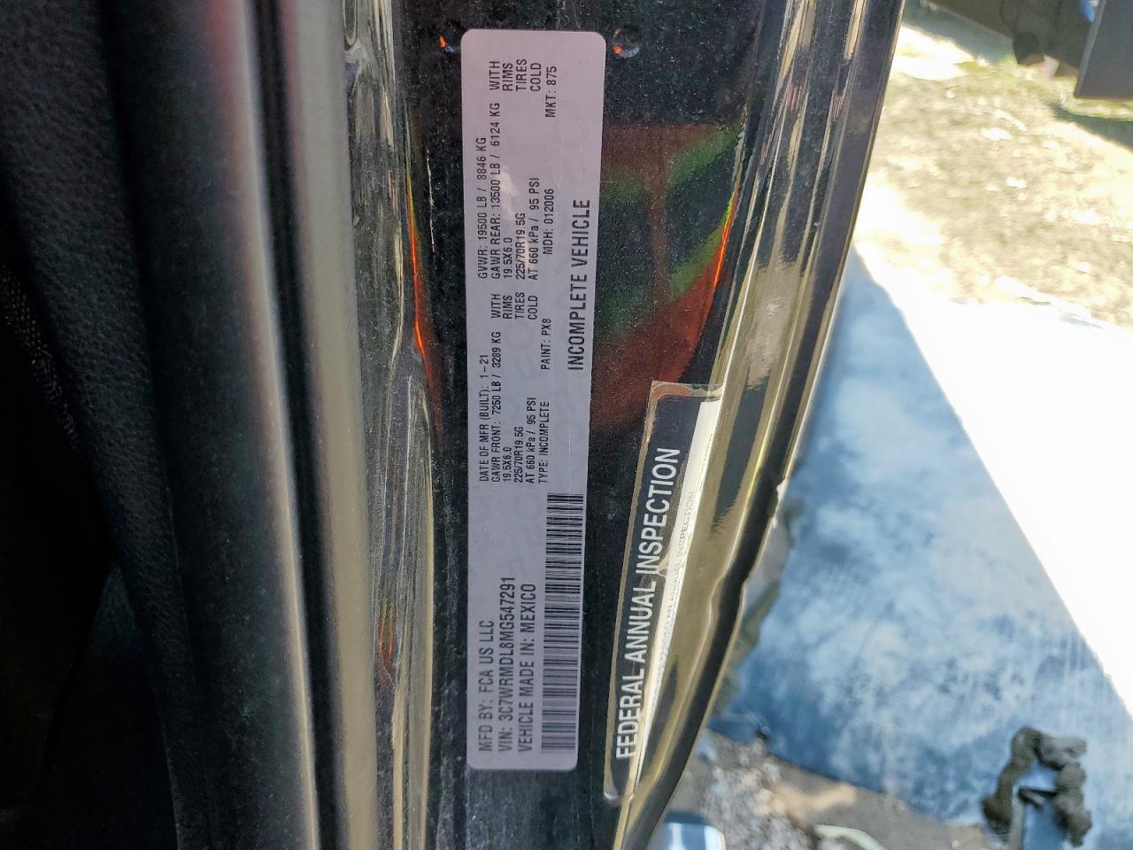 2021 Ram 5500 VIN: 3C7WRMDL8MG547291 Lot: 70829205