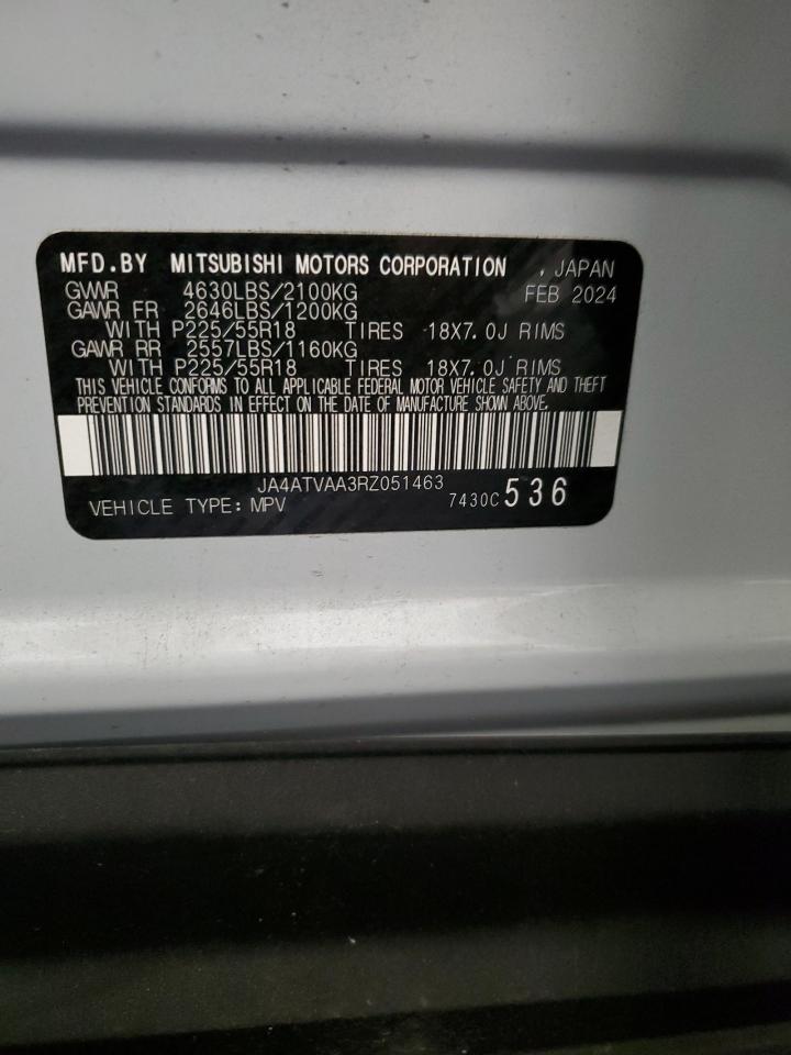 2024 Mitsubishi Eclipse Cross Le VIN: JA4ATVAA3RZ051463 Lot: 81354885