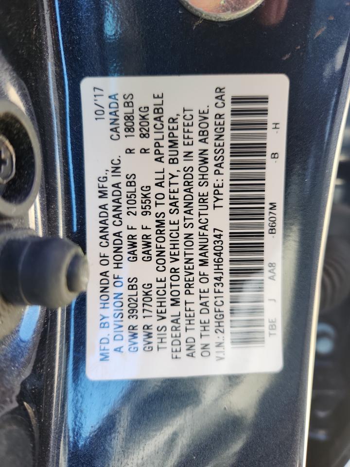 2018 Honda Civic Ex VIN: 2HGFC1F34JH640347 Lot: 80406545