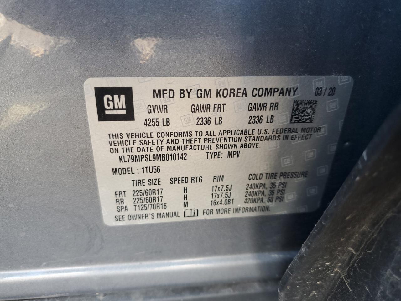 2021 Chevrolet Trailblazer Lt VIN: KL79MPSL9MB010142 Lot: 71009615