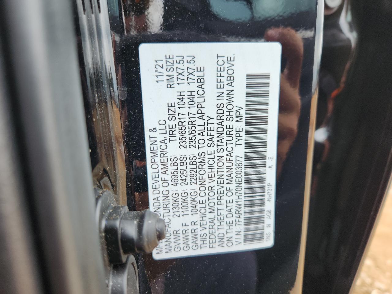 2022 Honda Cr-V Se VIN: 7FARW1H70NE003877 Lot: 83946685