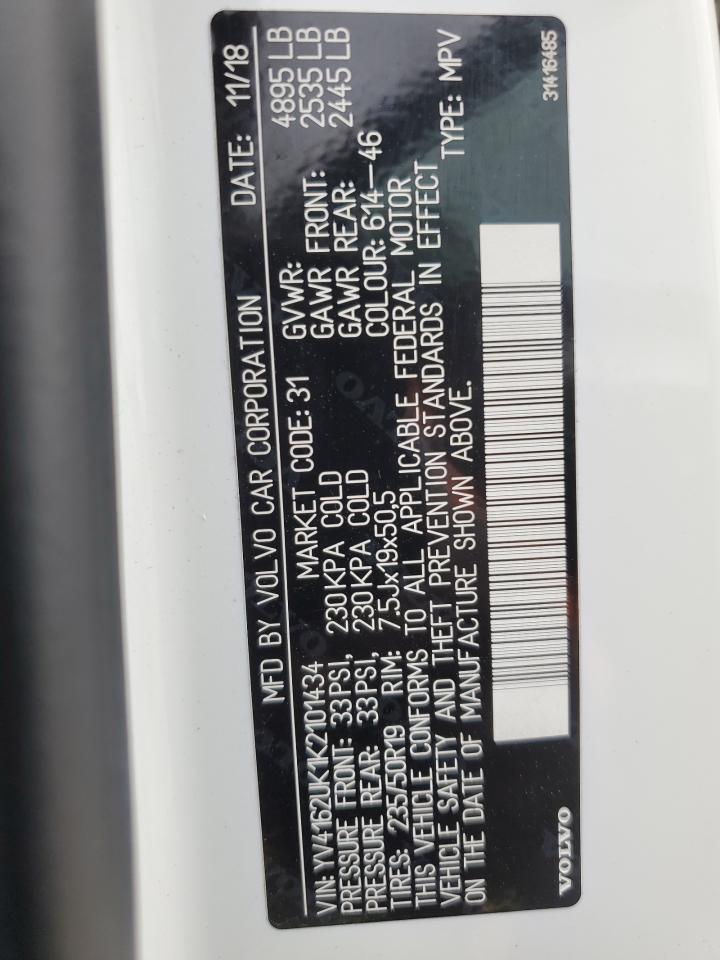 2019 Volvo Xc40 T5 Momentum VIN: YV4162UK1K2101434 Lot: 81222045