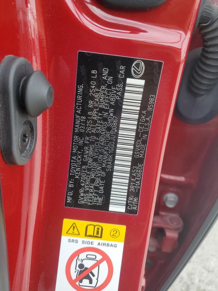 2018 Lexus Es 350 VIN: 58ABK1GG0JU100867 Lot: 72082205