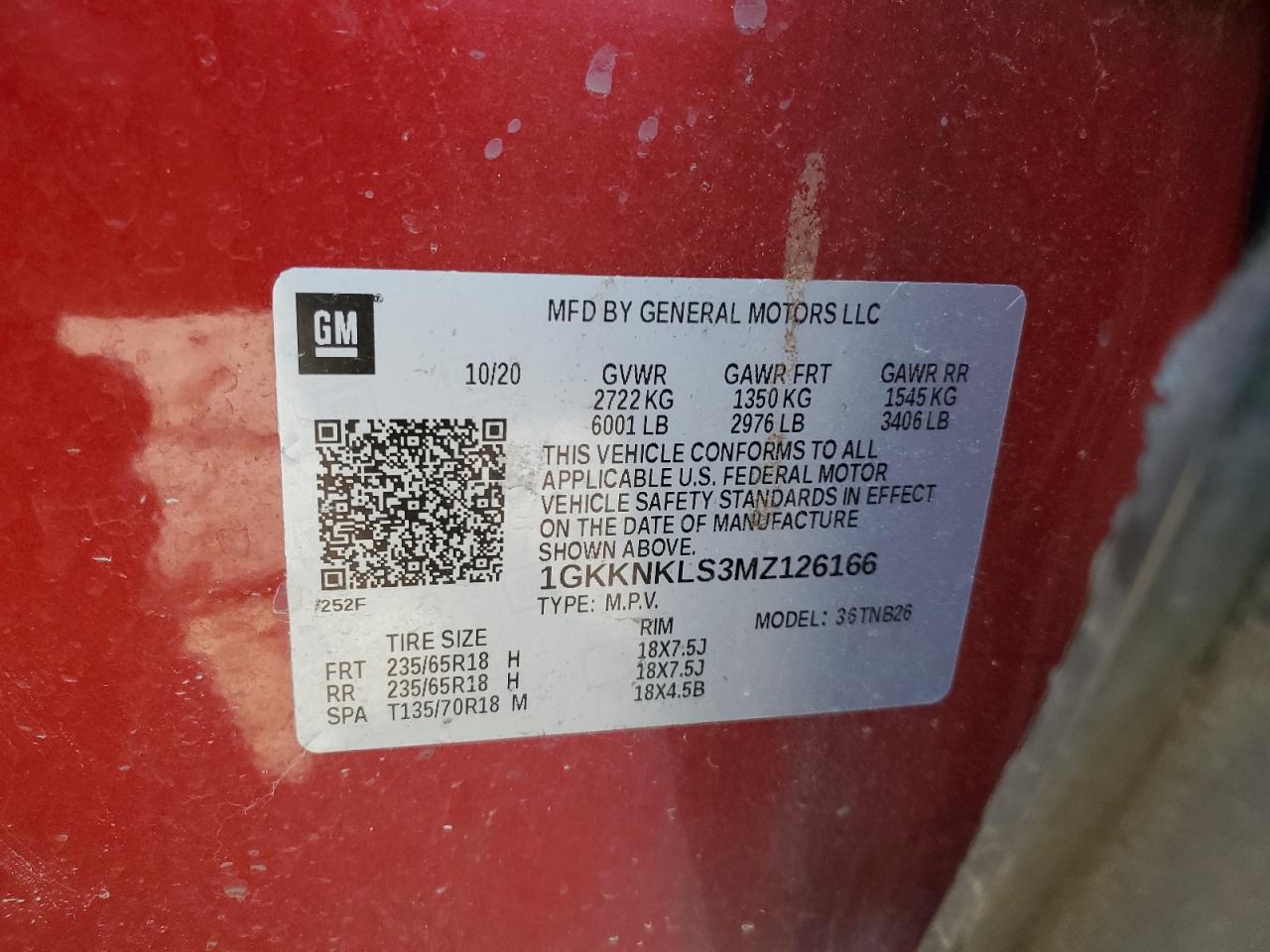 2021 GMC Acadia Sle VIN: 1GKKNKLS3MZ126166 Lot: 71808785