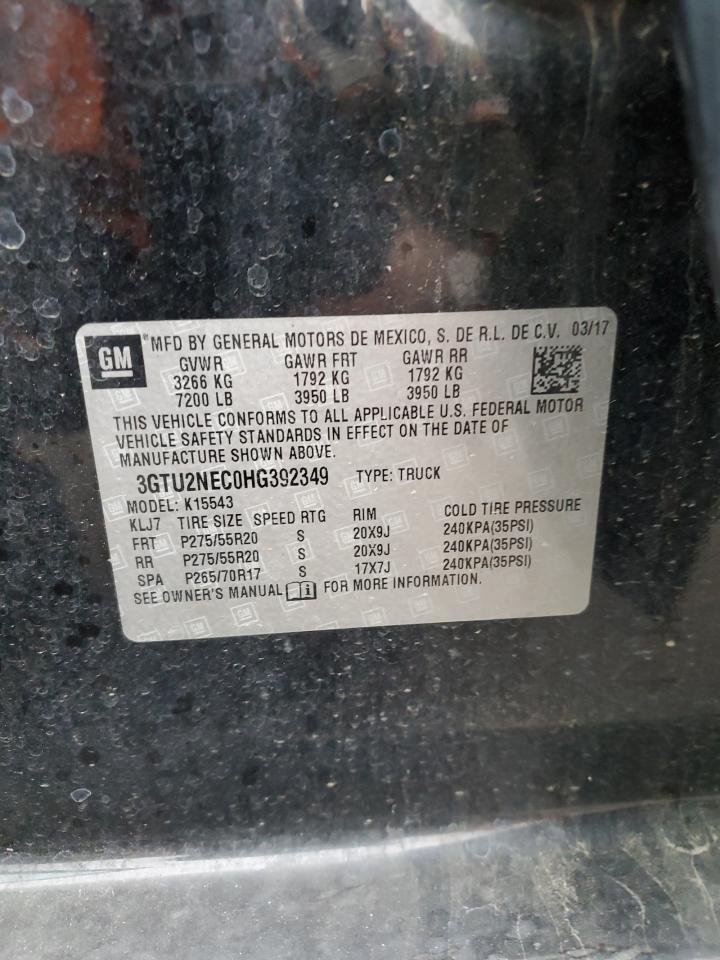 2017 GMC Sierra K1500 Slt VIN: 3GTU2NEC0HG392349 Lot: 71743265