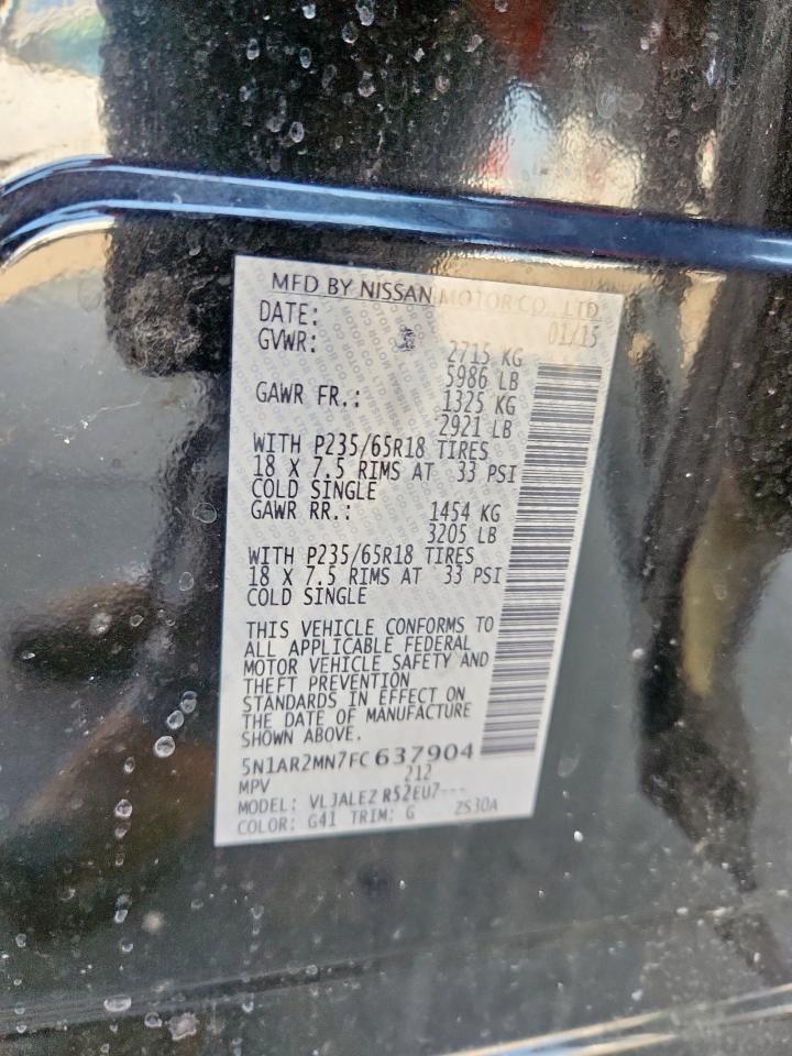 2015 Nissan Pathfinder S VIN: 5N1AR2MN7FC637904 Lot: 80920895