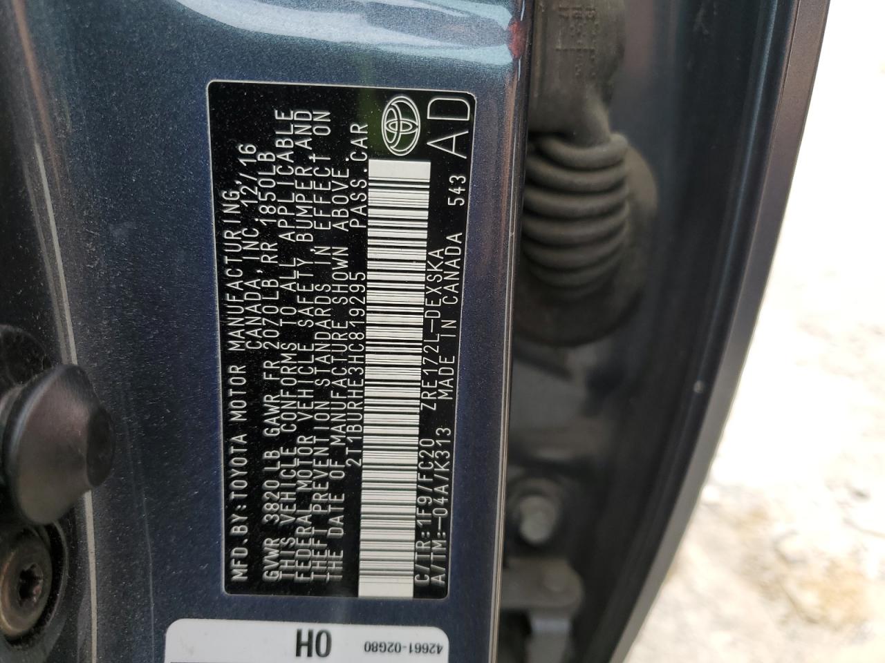 2017 Toyota Corolla L VIN: 2T1BURHE3HC819295 Lot: 84566855