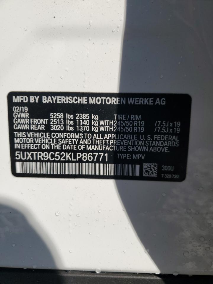 2019 BMW X3 xDrive30I VIN: 5UXTR9C52KLP86771 Lot: 84454245