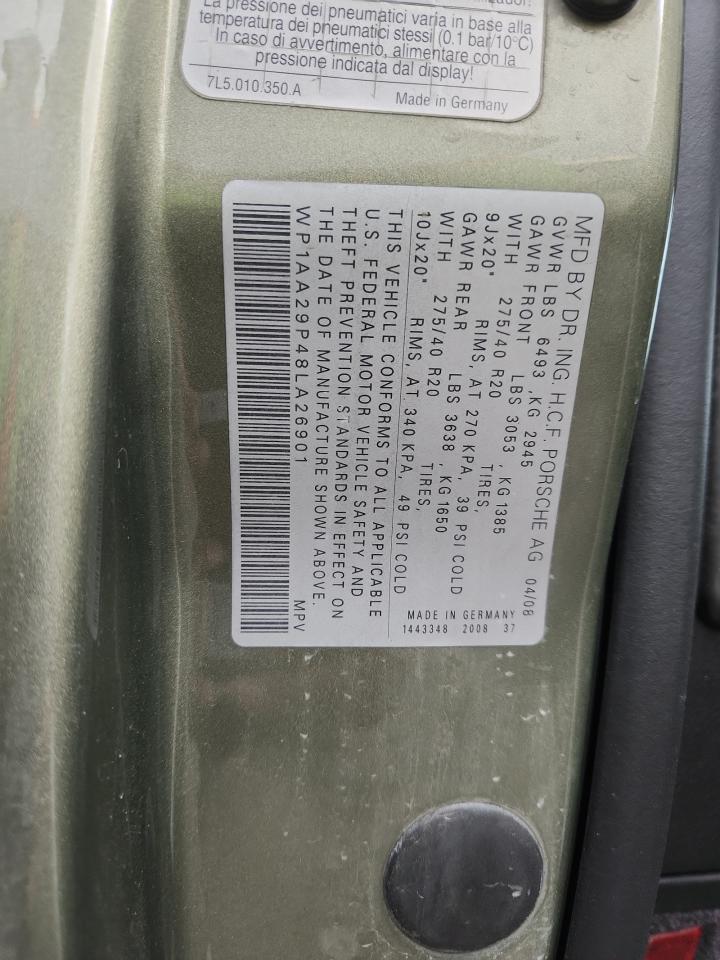 2008 Porsche Cayenne VIN: WP1AA29P48LA26901 Lot: 81520745