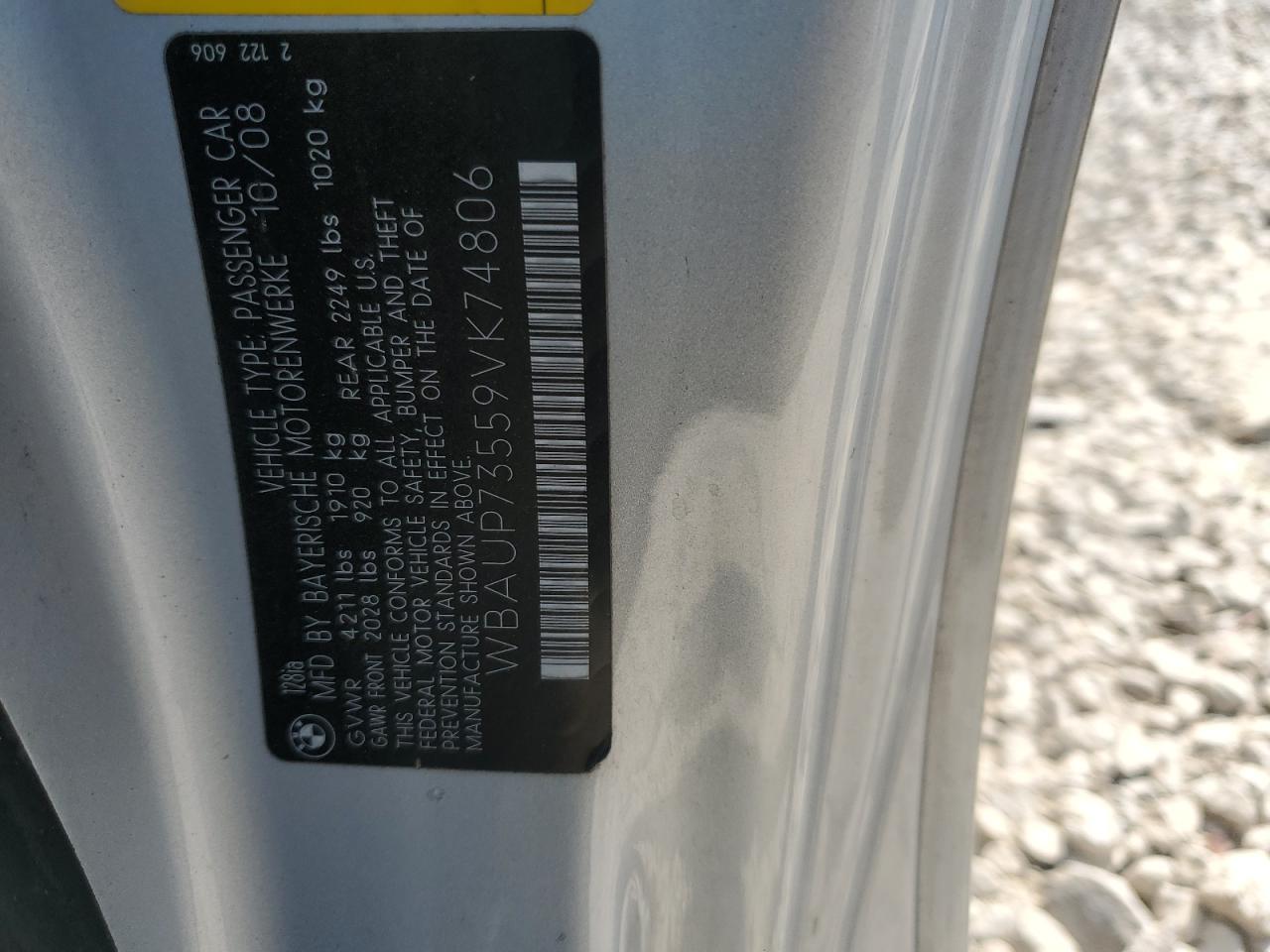 2009 BMW 128 I VIN: WBAUP73559VK74806 Lot: 81056265