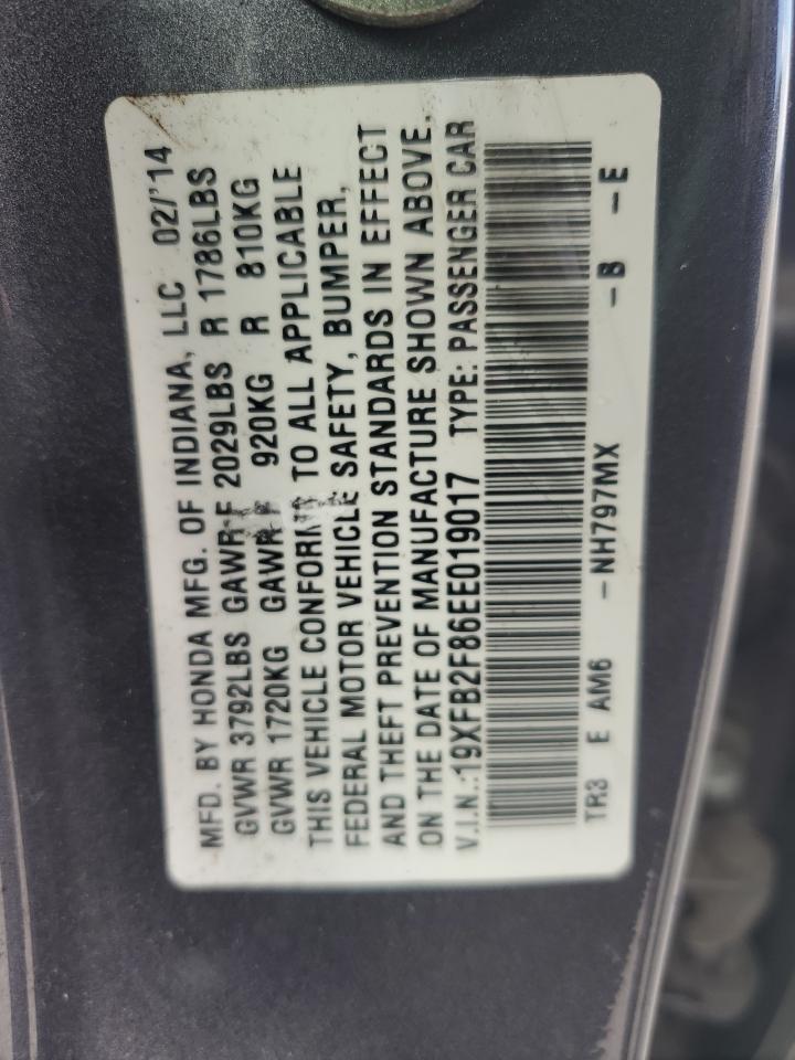 2014 Honda Civic Ex VIN: 19XFB2F86EE019017 Lot: 81772815