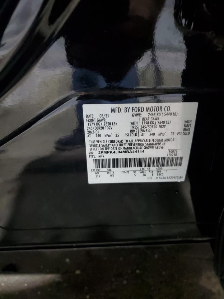 2021 Ford Edge Sel VIN: 2FMPK4J94MBA44144 Lot: 83998145