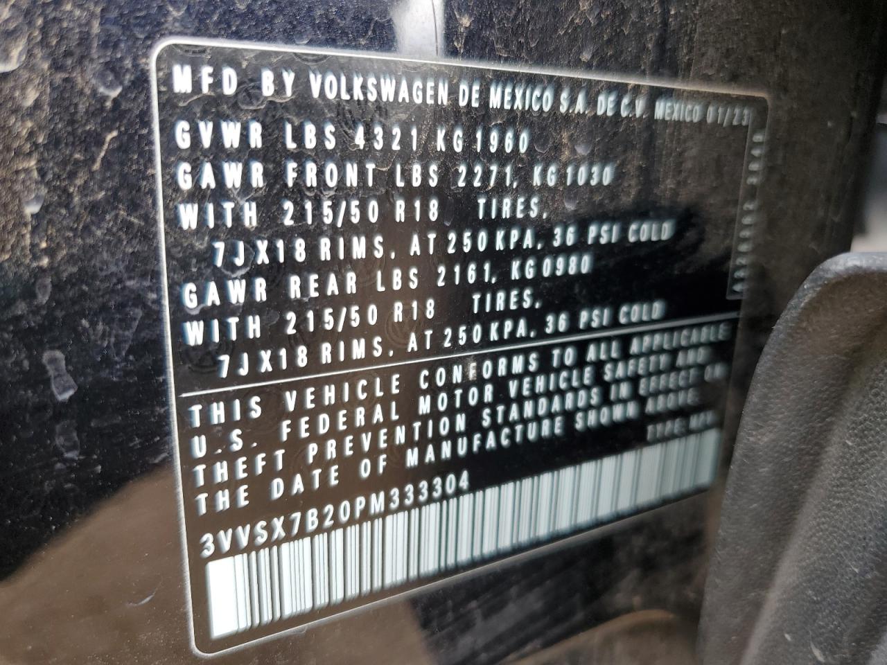 2023 Volkswagen Taos Se VIN: 3VVSX7B20PM333304 Lot: 80662595