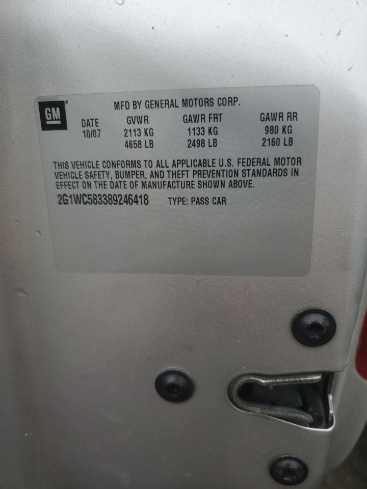 2008 Chevrolet Impala Lt VIN: 2G1WC583389246418 Lot: 83975755