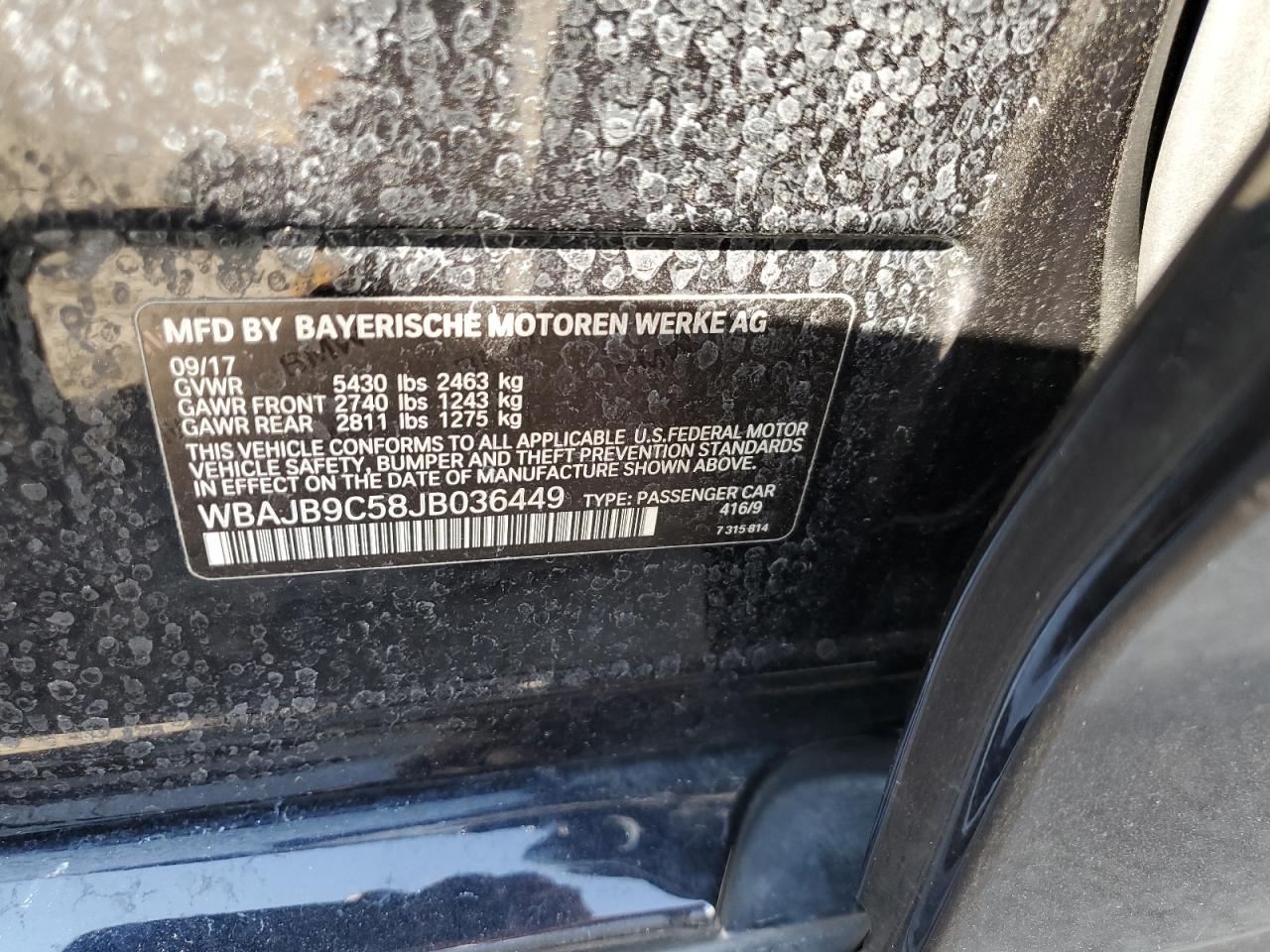 2018 BMW M550Xi VIN: WBAJB9C58JB036449 Lot: 71458685