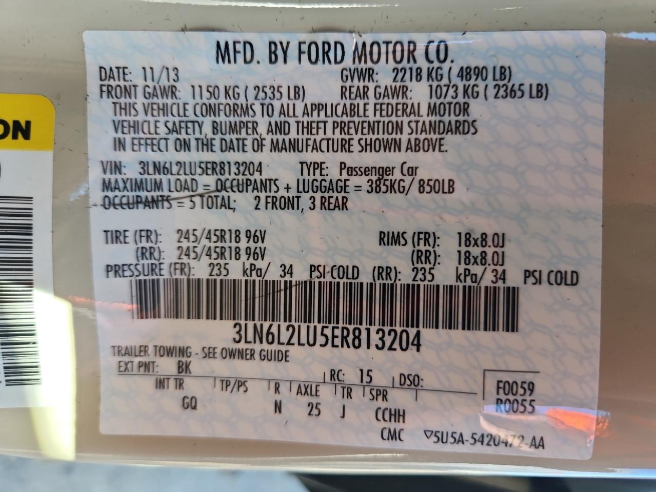 2014 Lincoln Mkz Hybrid VIN: 3LN6L2LU5ER813204 Lot: 71887985