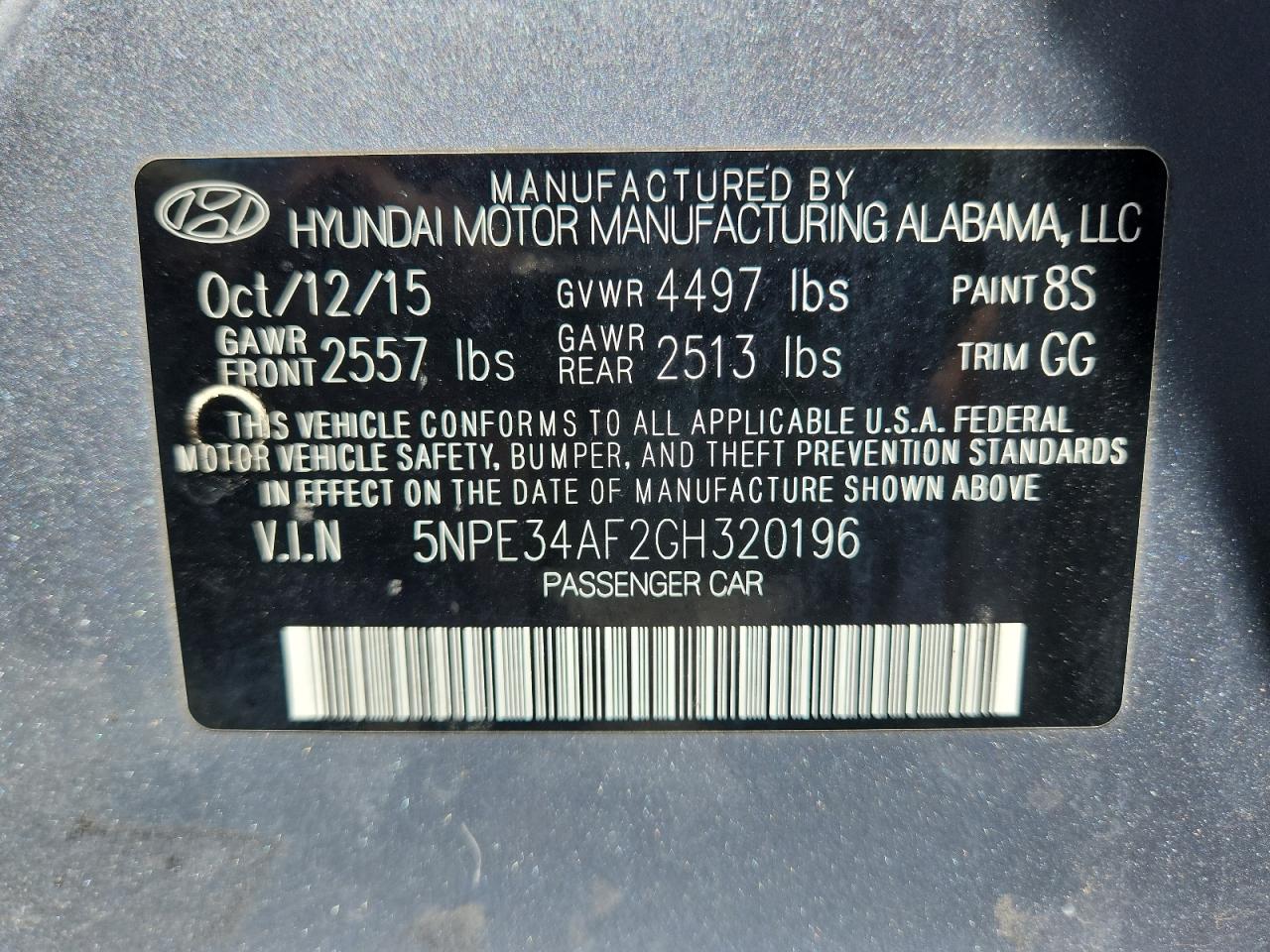 2016 Hyundai Sonata Sport VIN: 5NPE34AF2GH320196 Lot: 70652845