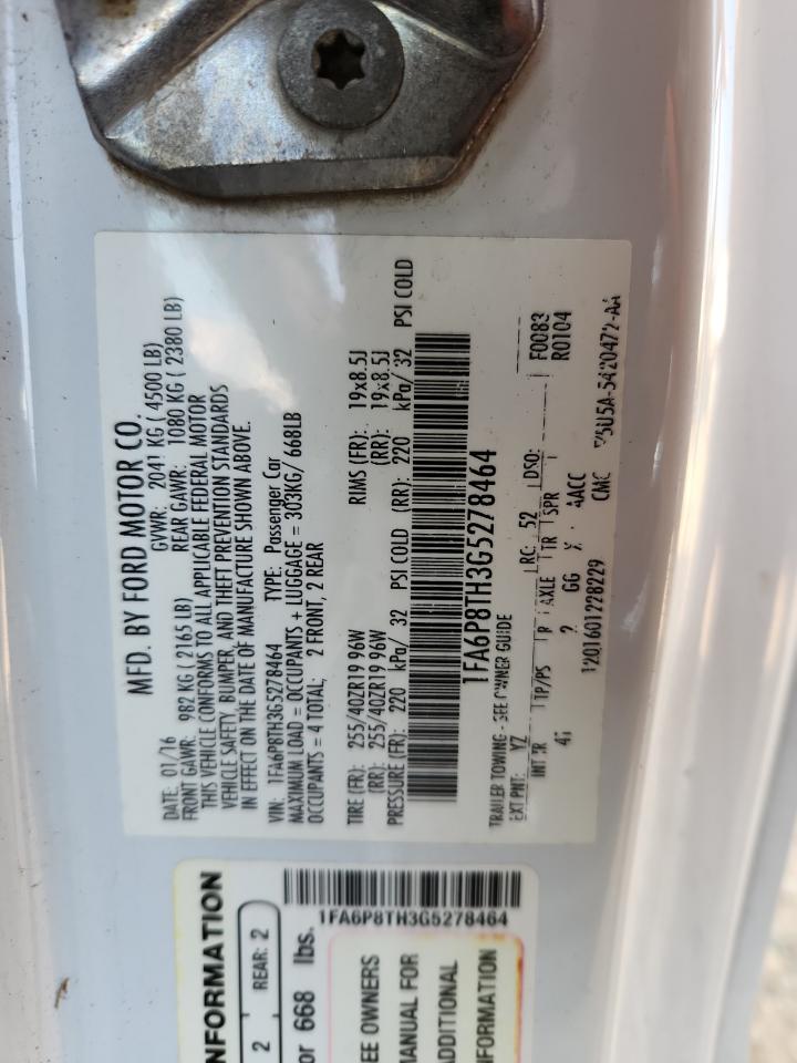 2016 Ford Mustang VIN: 1FA6P8TH3G5278464 Lot: 81625315