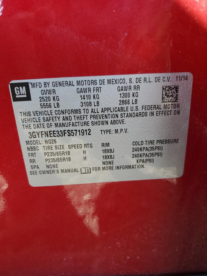 2015 Cadillac Srx Luxury Collection VIN: 3GYFNEE33FS571912 Lot: 81712495