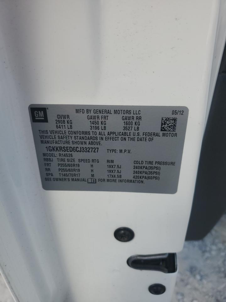 2012 GMC Acadia Slt-2 VIN: 1GKKRSED6CJ332727 Lot: 81120905