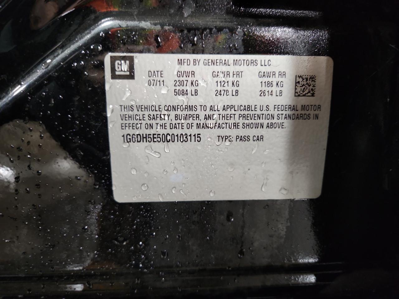 2012 Cadillac Cts Luxury Collection VIN: 1G6DH5E50C0103115 Lot: 80703585