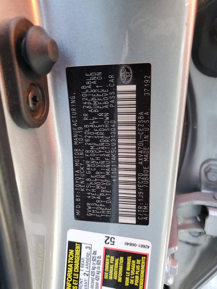 2020 Toyota Camry Se VIN: 4T1G11AK5LU313040 Lot: 71912565