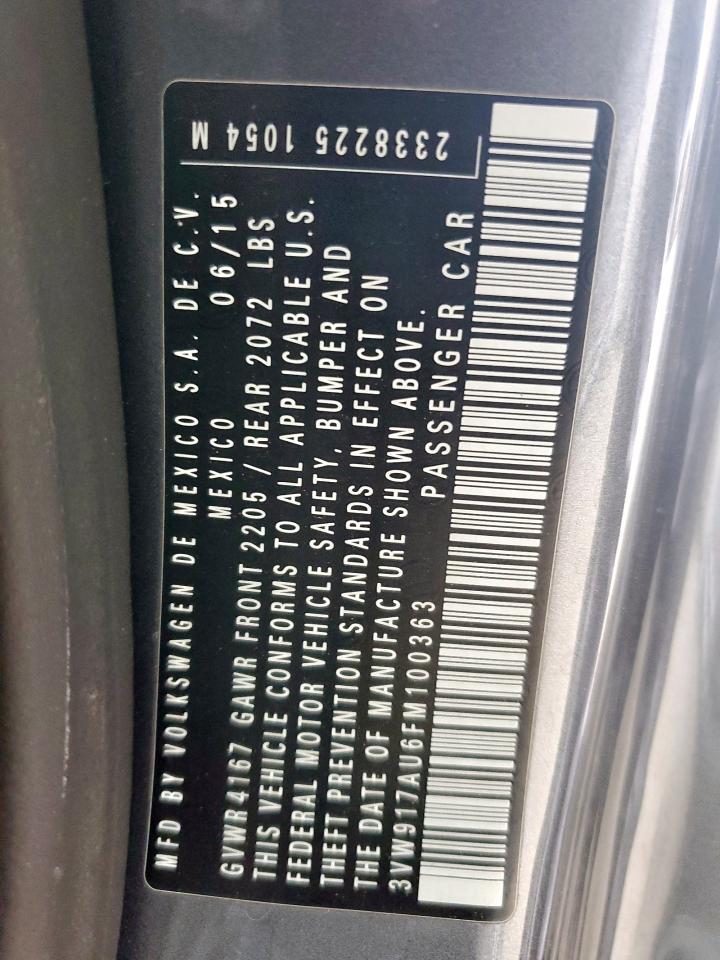 2015 Volkswagen Golf VIN: 3VW917AU6FM100363 Lot: 82139915