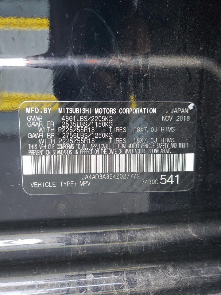 2019 Mitsubishi Outlander Se VIN: JA4AD3A35KZ027772 Lot: 81328275