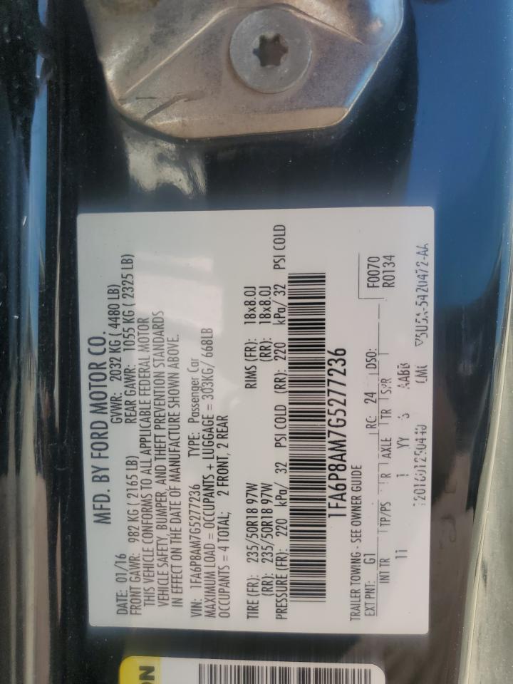 2016 Ford Mustang VIN: 1FA6P8AM7G5277236 Lot: 71730105