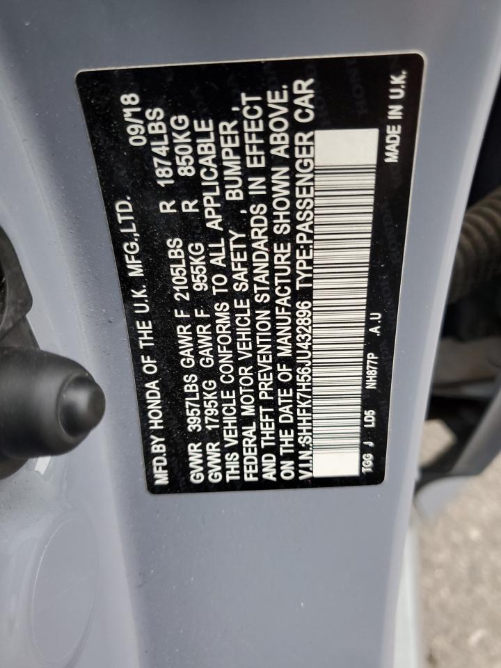 2018 Honda Civic Ex VIN: SHHFK7H56JU432896 Lot: 80571645