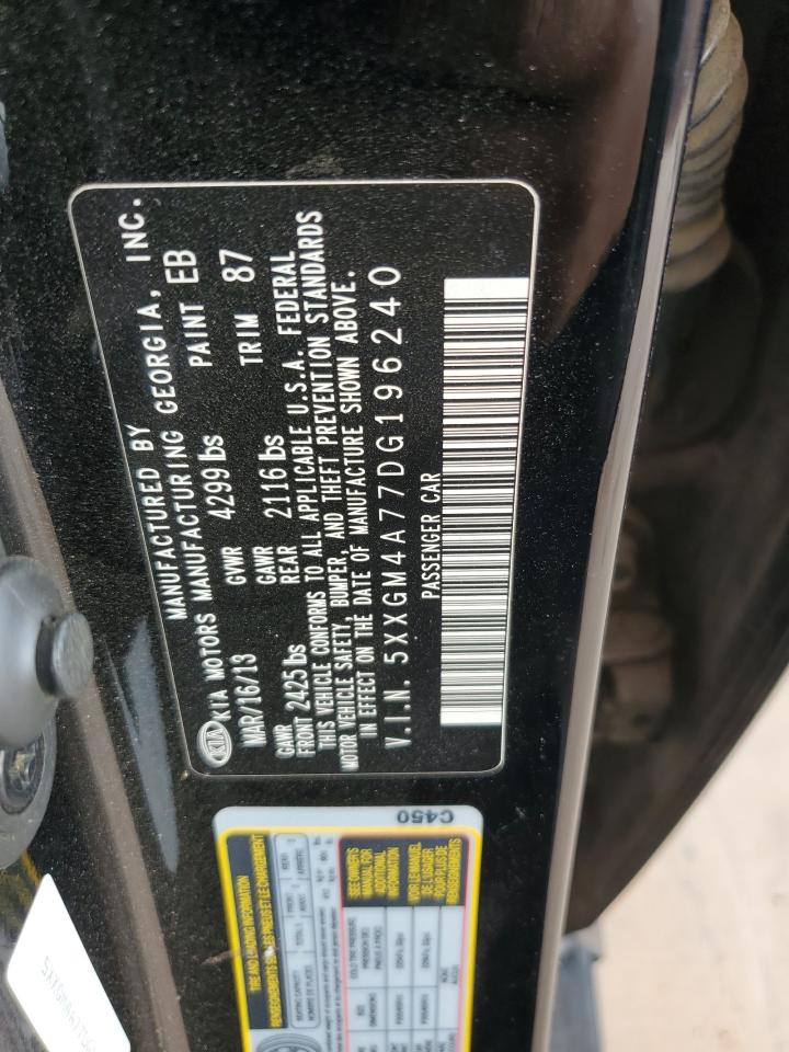 2013 Kia Optima Lx VIN: 5XXGM4A77DG196240 Lot: 70840605