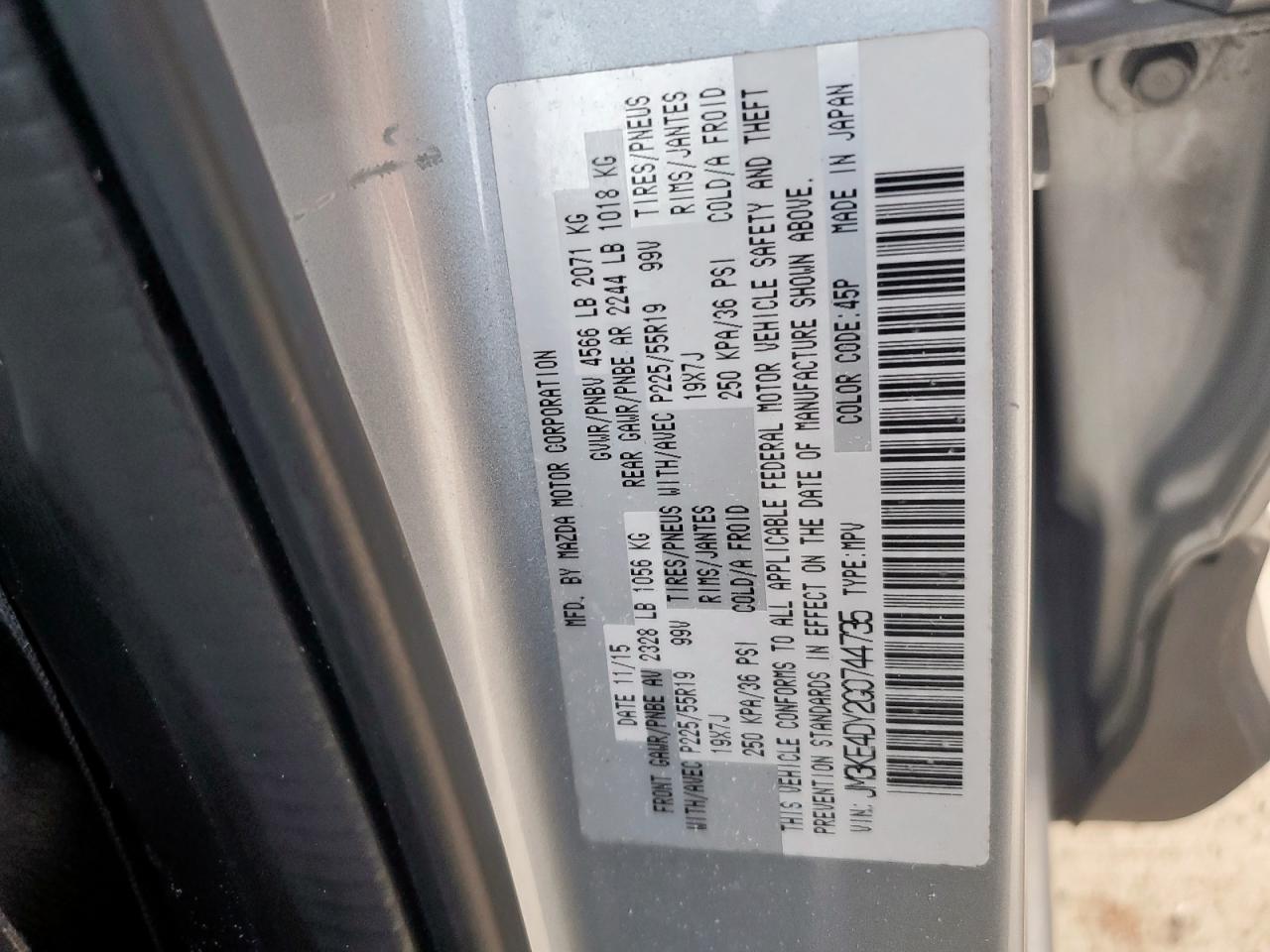 2016 Mazda Cx-5 Gt VIN: JM3KE4DY2G0744735 Lot: 72080775