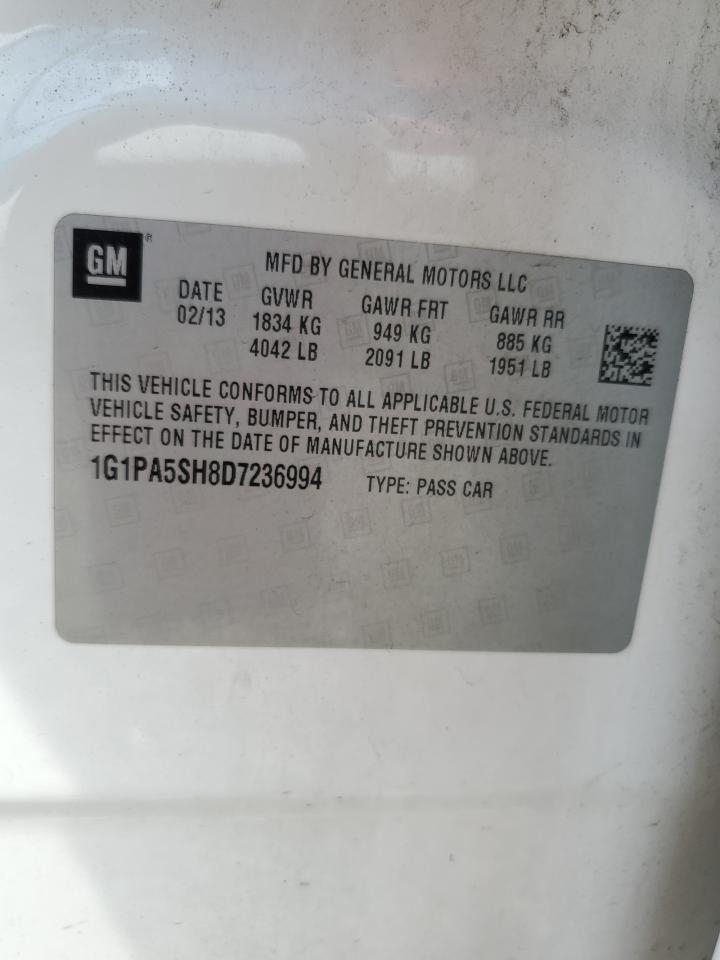 2013 Chevrolet Cruze Ls VIN: 1G1PA5SH8D7236994 Lot: 81199935