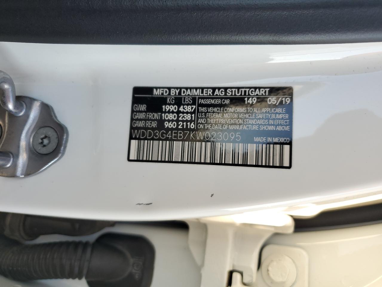 2019 Mercedes-Benz A 220 VIN: WDD3G4EB7KW023095 Lot: 81274795