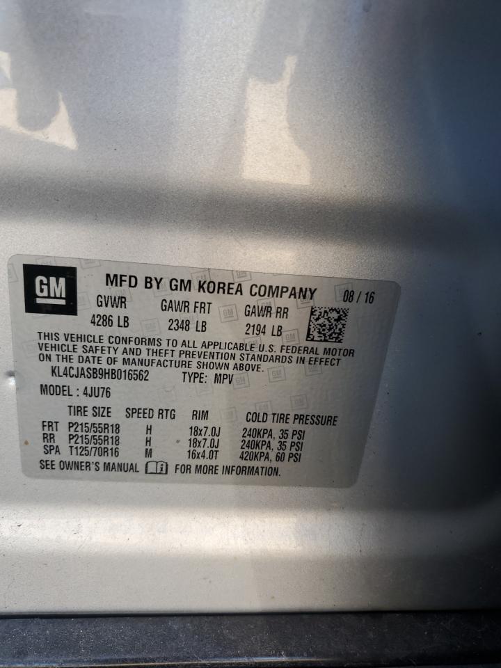 2017 Buick Encore Preferred VIN: KL4CJASB9HB016562 Lot: 81326785