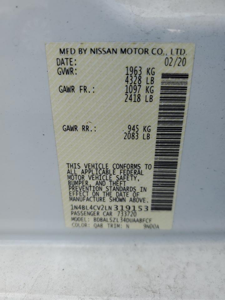 2020 Nissan Altima Sr VIN: 1N4BL4CV2LN319153 Lot: 80797705