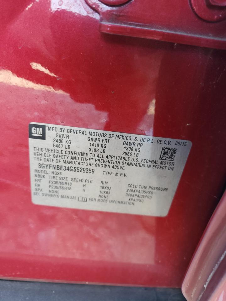 2016 Cadillac Srx Luxury Collection VIN: 3GYFNBE34GS529359 Lot: 80798445