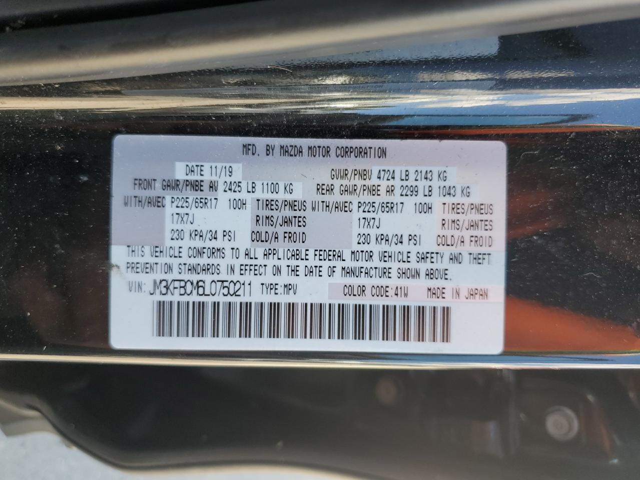 2020 Mazda Cx-5 Touring VIN: JM3KFBCM6L0750211 Lot: 71610645