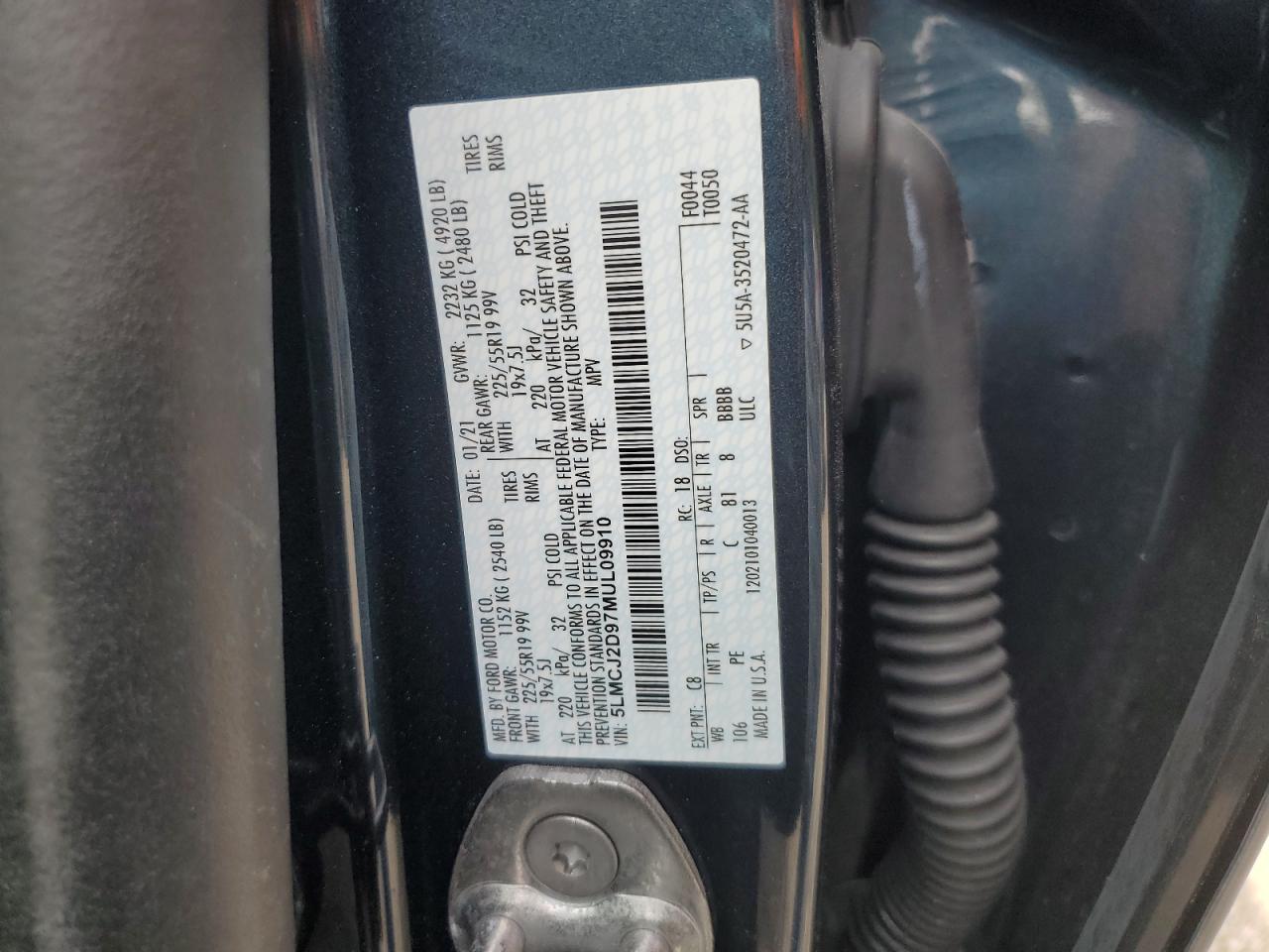 2021 Lincoln Corsair Reserve VIN: 5LMCJ2D97MUL09910 Lot: 71227495