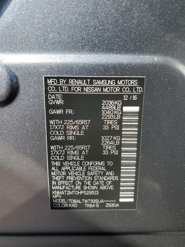 2017 Nissan Rogue S VIN: KNMAT2MT0HP529513 Lot: 84845745