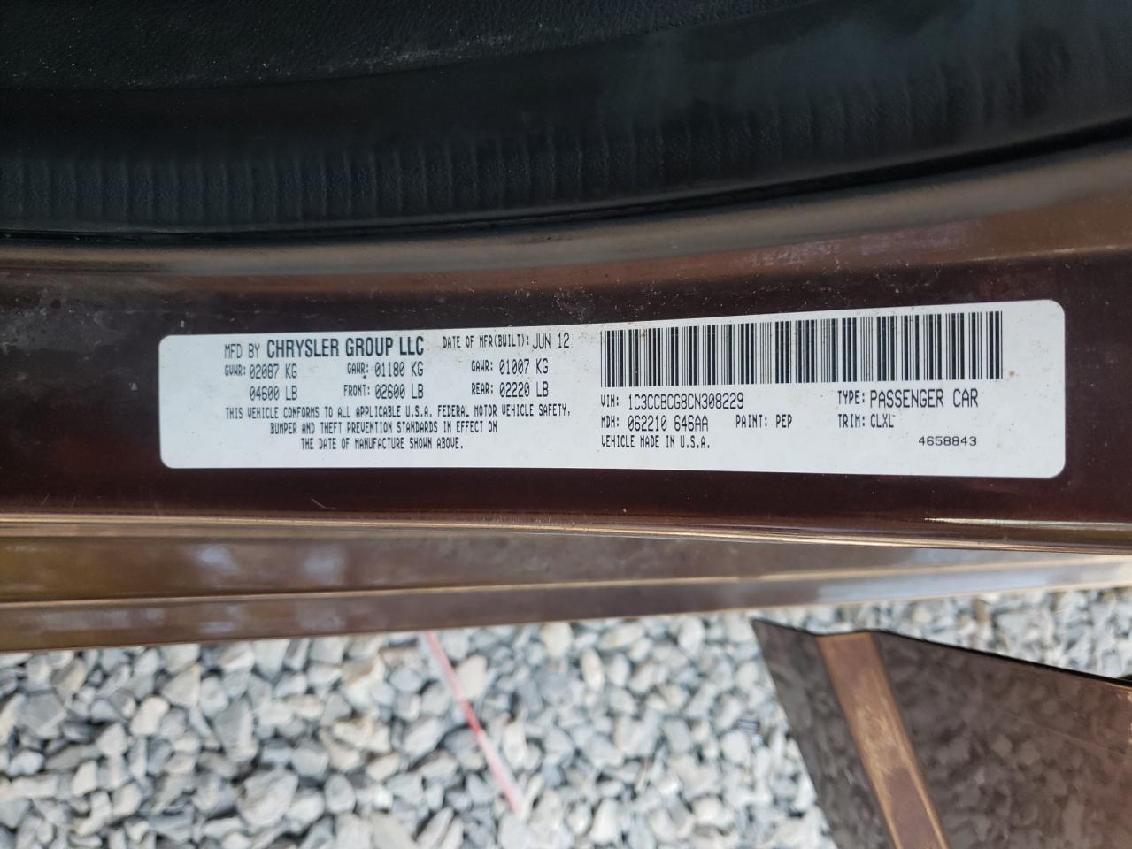 2012 Chrysler 200 Limited VIN: 1C3CCBCG8CN308229 Lot: 80902235
