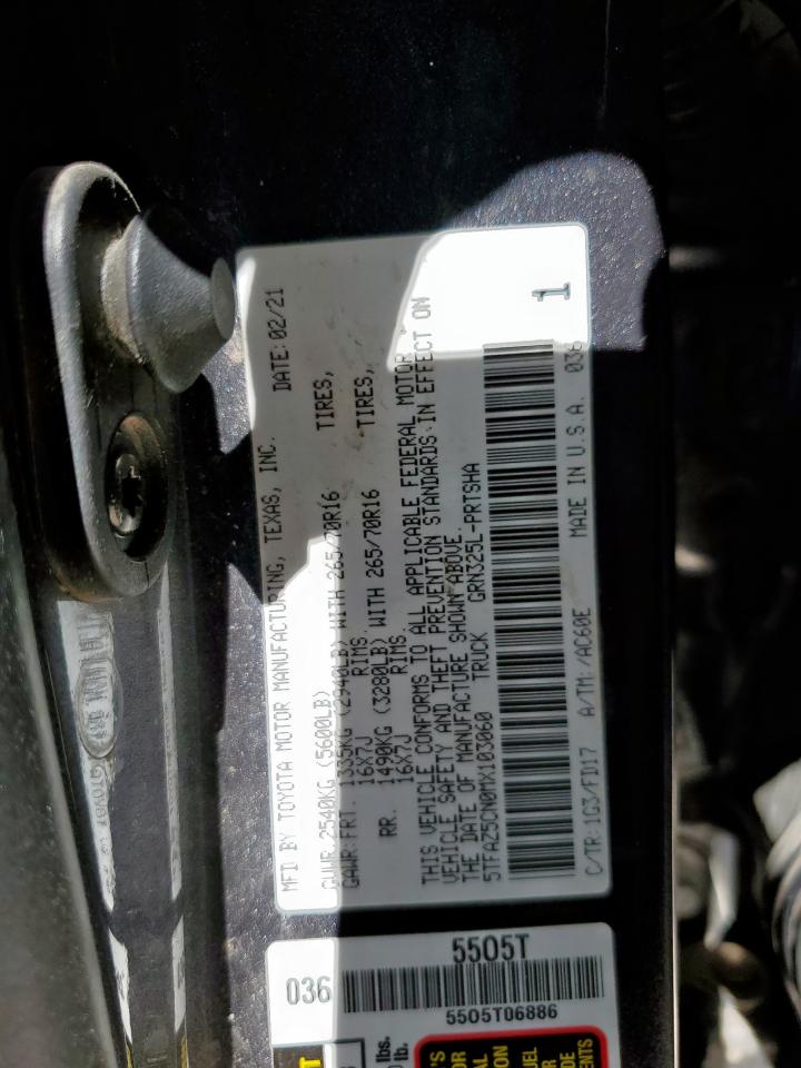 2021 Toyota Tacoma Double Cab VIN: 5TFAZ5CN0MX103060 Lot: 81033675