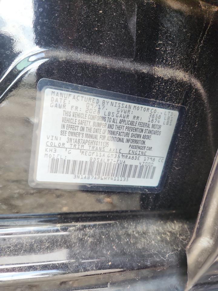 2017 Nissan Sentra S VIN: 3N1AB7AP6HY411135 Lot: 81813315