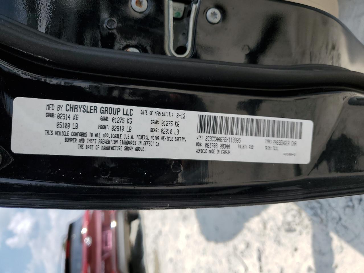 2014 Chrysler 300 VIN: 2C3CCAAG7EH119905 Lot: 70760535