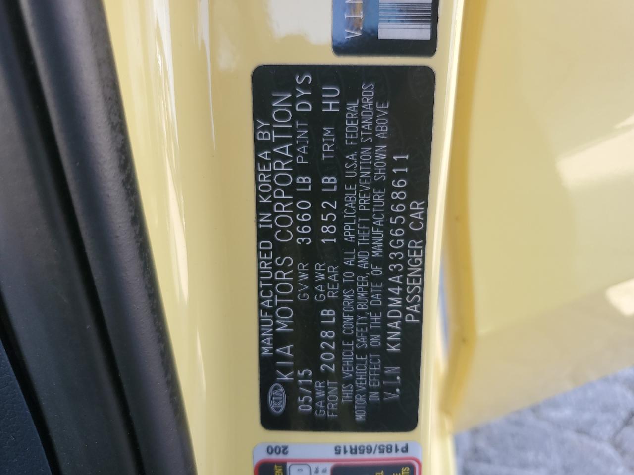 2016 Kia Rio Lx VIN: KNADM4A33G6568611 Lot: 80449185