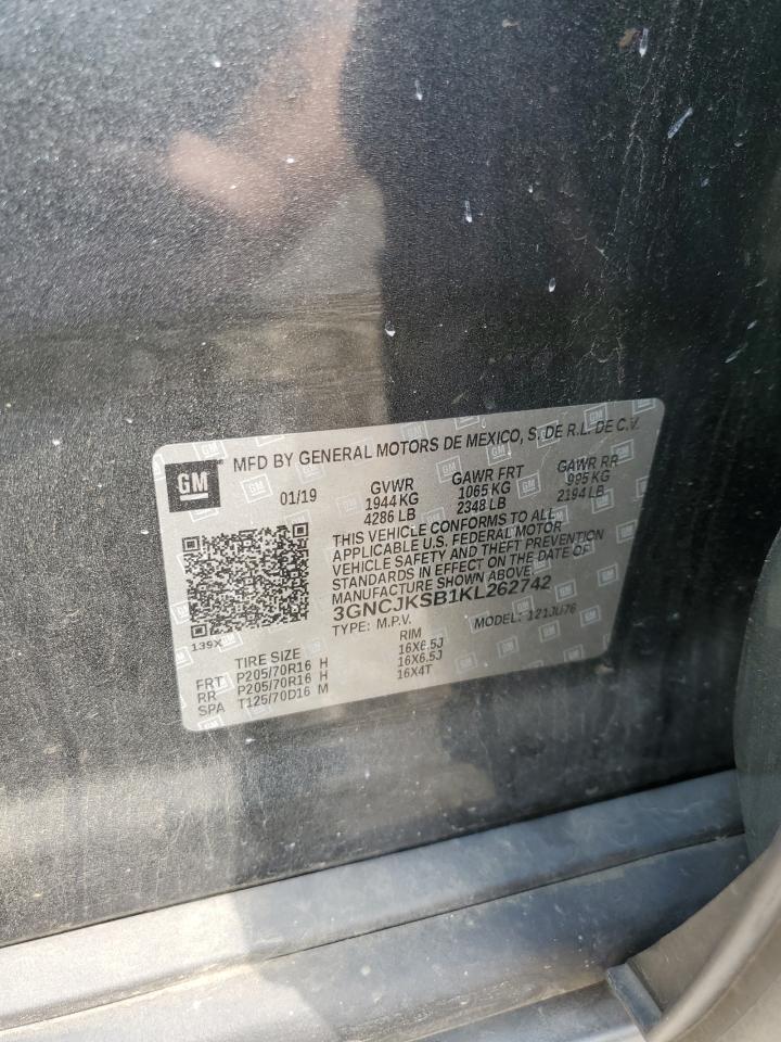 2019 Chevrolet Trax Ls VIN: 3GNCJKSB1KL262742 Lot: 80196675