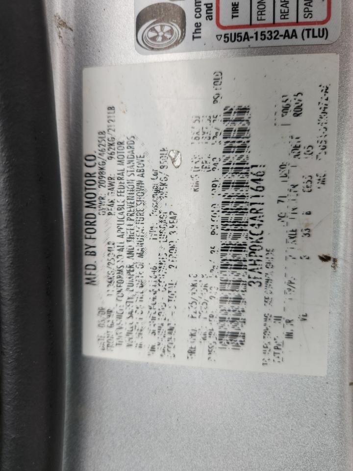 2010 Ford Fusion Sport VIN: 3FAHP0KC4AR116461 Lot: 84423045