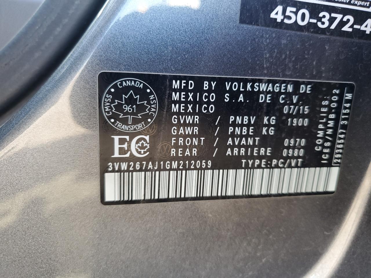 2016 Volkswagen Jetta S VIN: 3VW267AJ1GM212059 Lot: 81639905