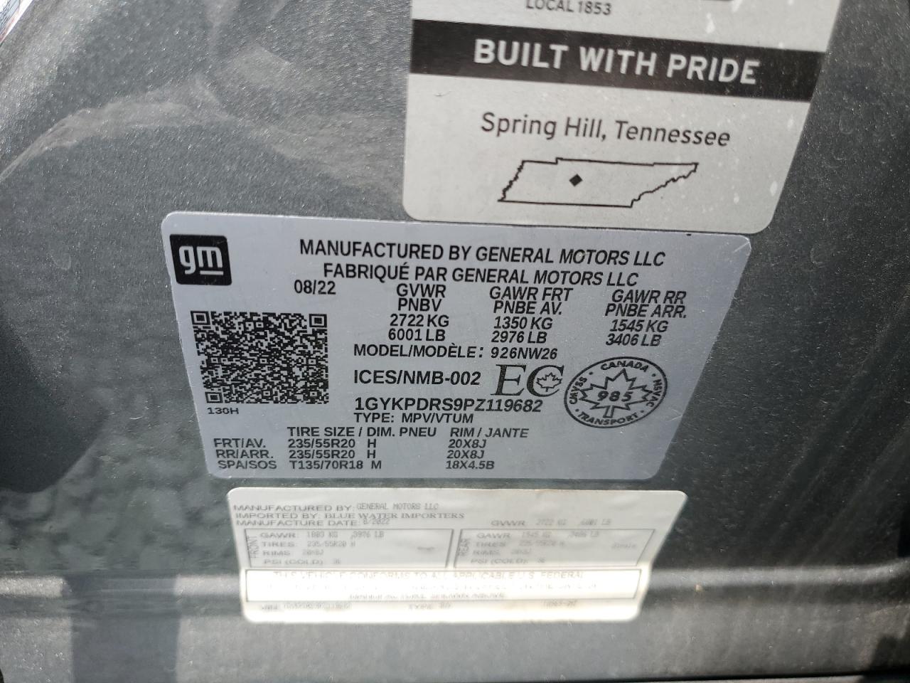 2023 Cadillac Xt6 Premium Luxury VIN: 1GYKPDRS9PZ119682 Lot: 71157415