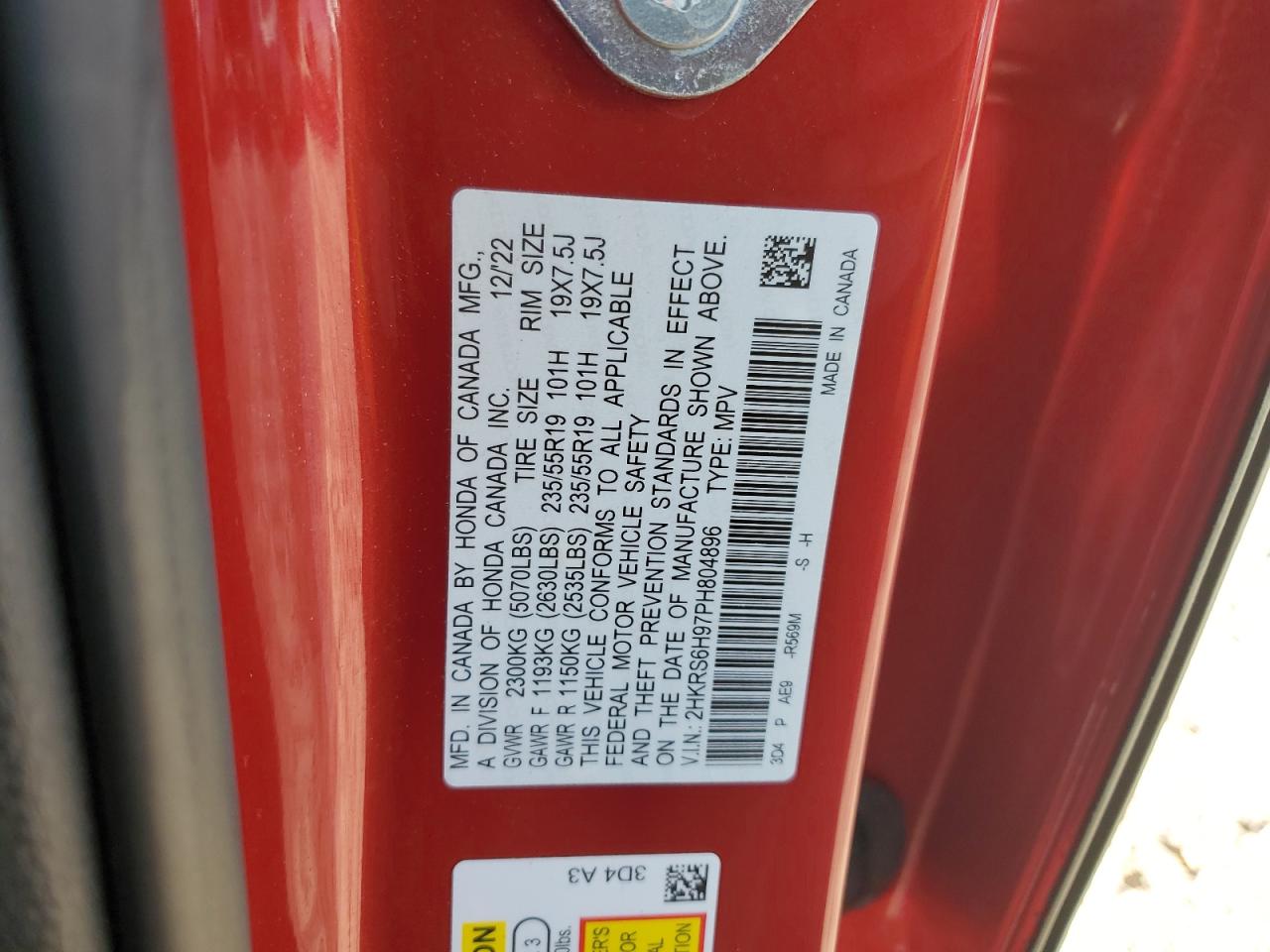 2023 Honda Cr-V Sport Touring VIN: 2HKRS6H97PH804896 Lot: 80333665